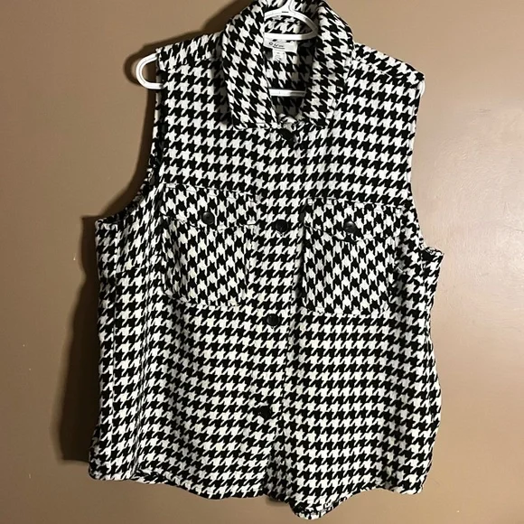 😄Patterned Plus Size Vest Pockets Buttons - Picture 1 of 3